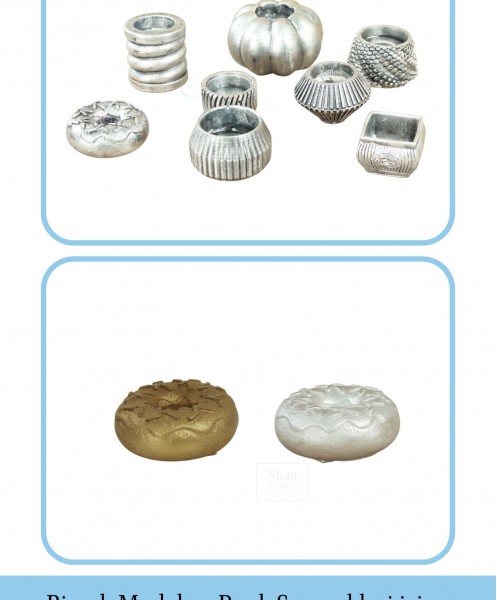 Gümüş Eskitme Mumluk Şamdan 3 Adet İnce Mum Uyumlu Donut Model
